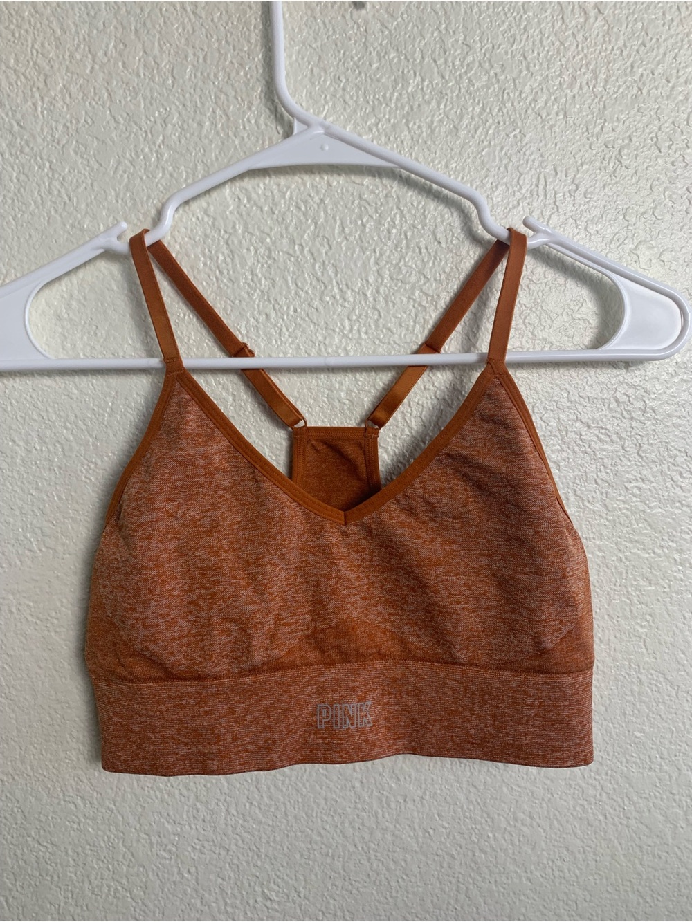 Victoria's Secret PINK Active Seamless Sports Bra Lightly Lined Orange Heather